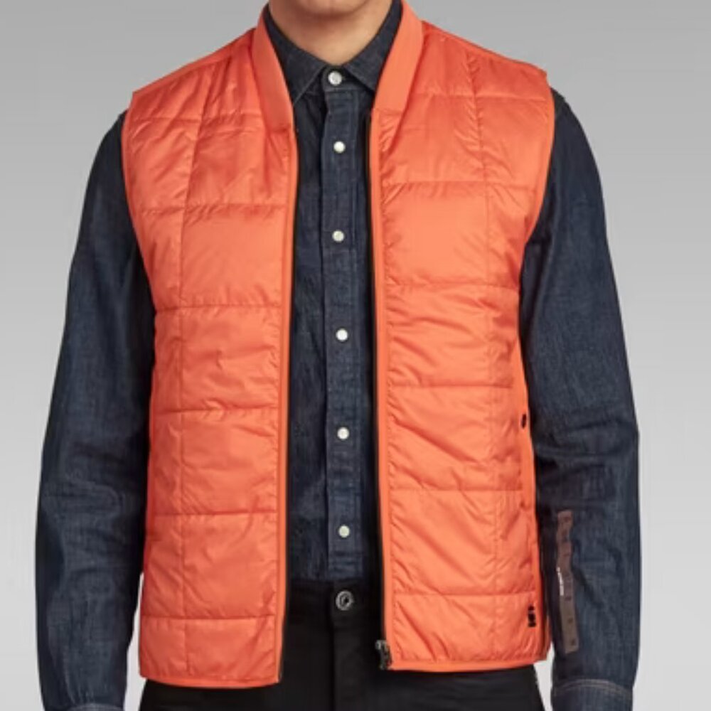 G-Star Raw Lightweight Quilted Vest | Orange | Sz S | Water Repelent - Picture 7 of 10